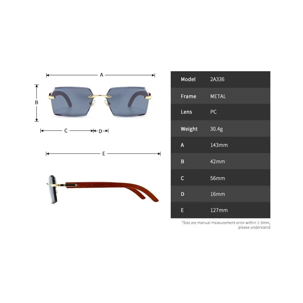 Sunglasses Men Rectangular Blue Lens Fashion Eyewear Outdoor Retro Vintage Gafas
